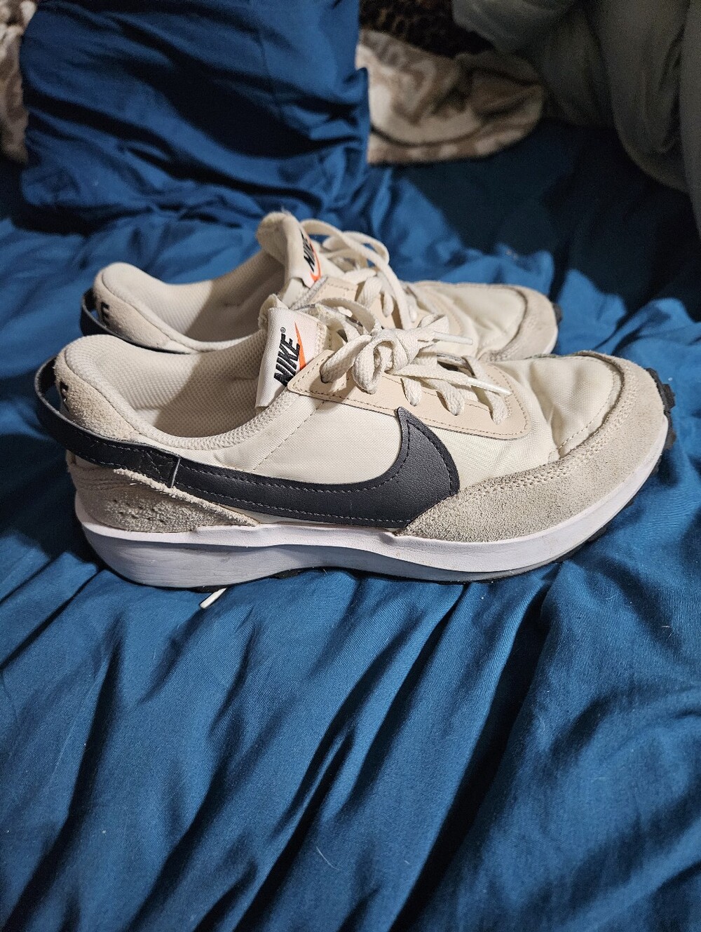 Nike Cream Sneakers with Black Swoosh
